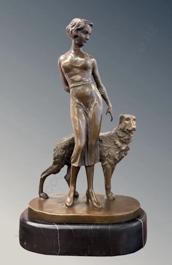 Bronze Figurine Woman with Dog, H38cm EP-325 Image 1++