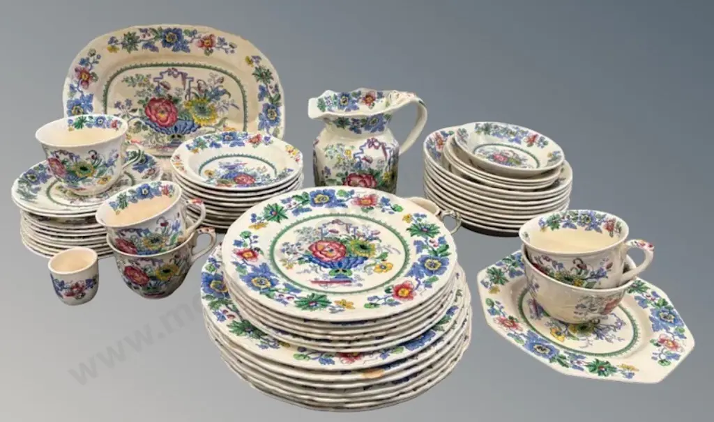 Masons Ware 57 pieces - Dinner Plates, Bowls, Cups, Jugs, Charger etc, (AF) Image 1++