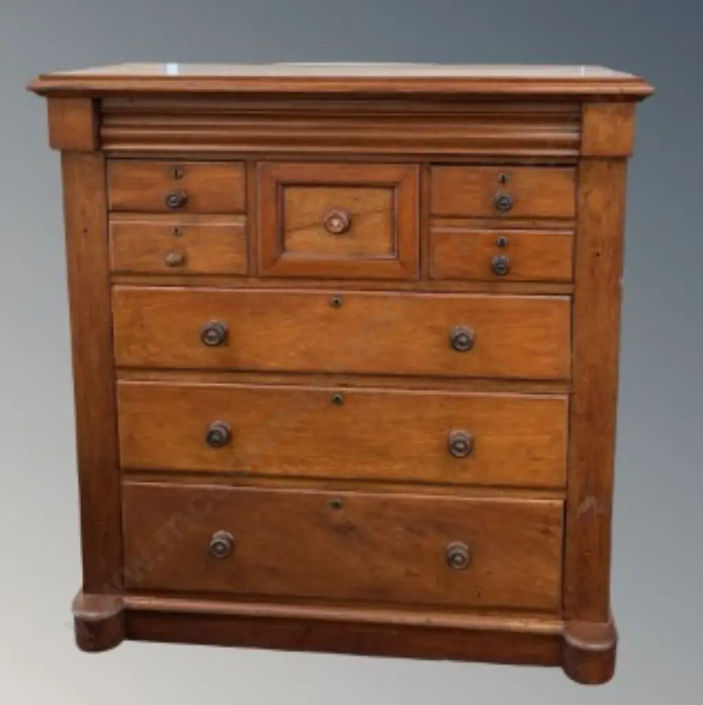 Mahogany Scotch Chest with Nine Graduated Drawers H130xL123xD55cm Image 1++