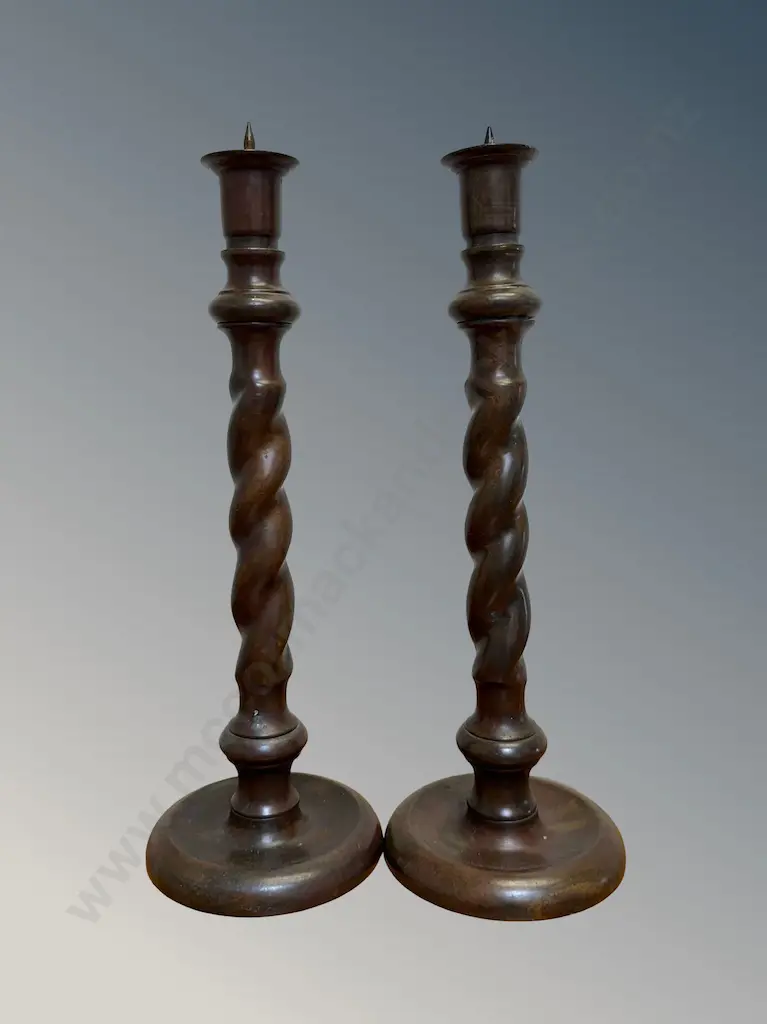 Pair of Bronze Barley Twist Candlesticks H32cm Image 1++