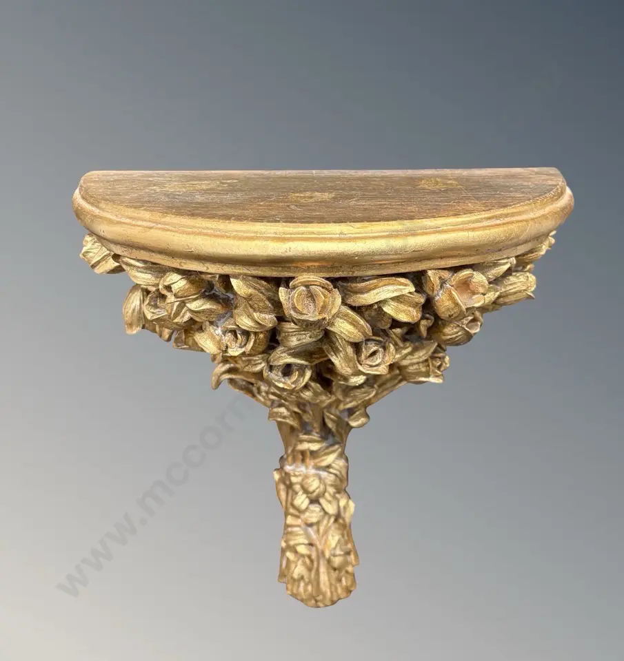 Wooden Gilded Roses Wall Shelf, H36cm Image 1++