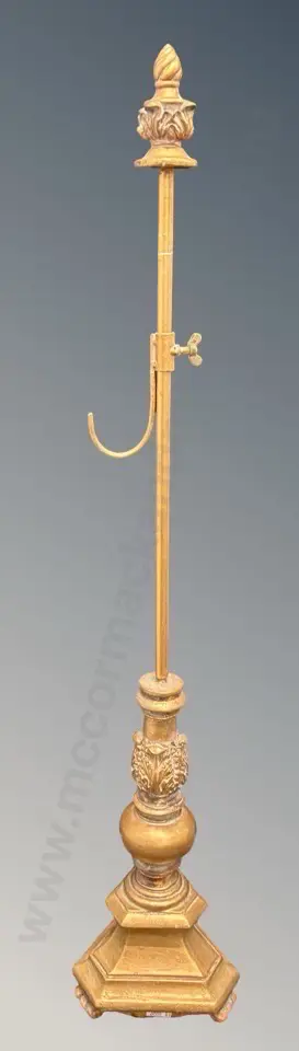 Wooden Gilded Adjustable Columned Wreath Stand, H72cm Image 1++