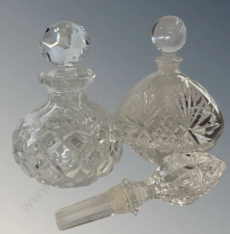 Cut Glass Bottles H13cm, and Waterford Crystal Stopper L13.5cm Image 1++