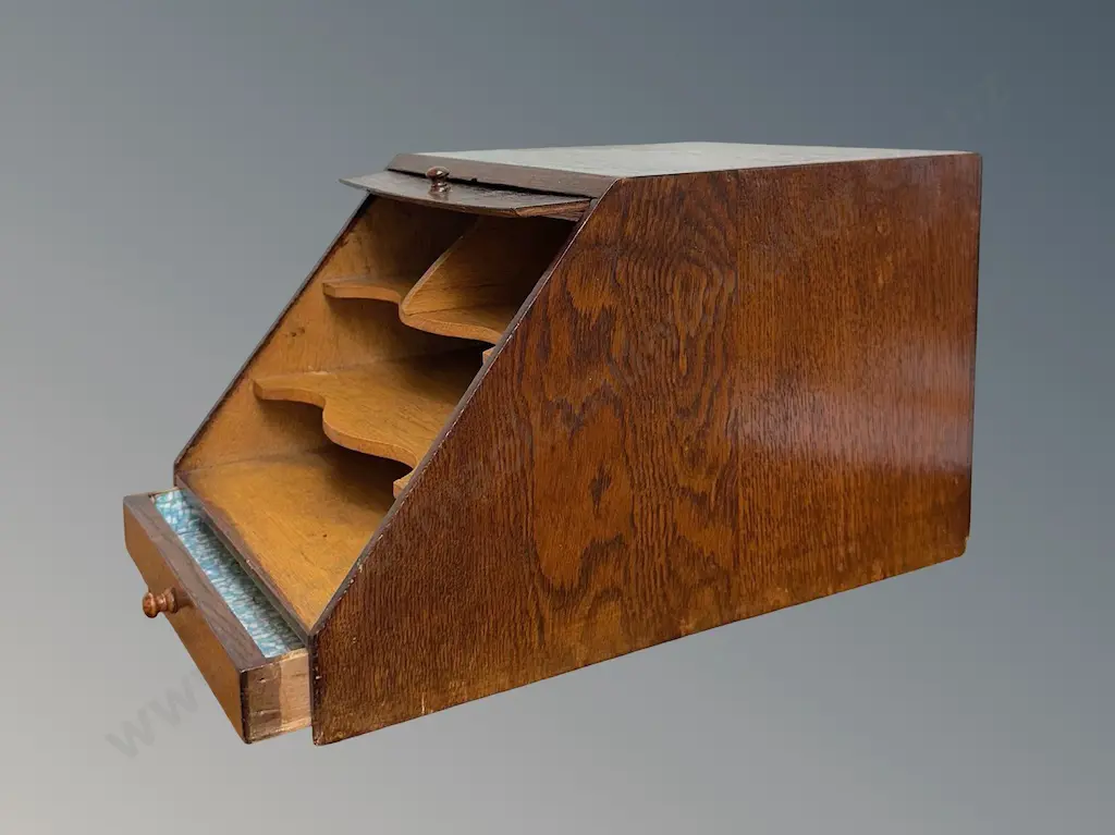 Oak Tabletop Stationery Box H21.5xW23.5xL36cm Image 1++