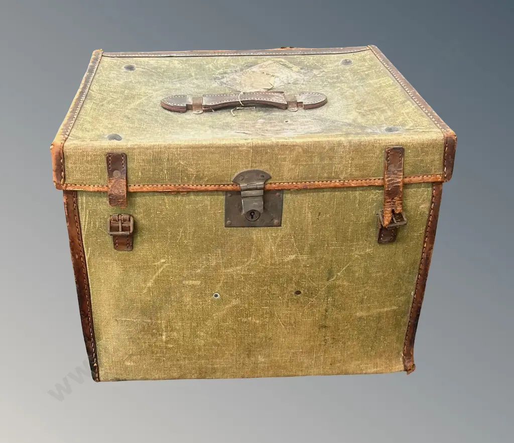 Early Canvas Leather Bound Box, L50xD42xH40cm Image 1++