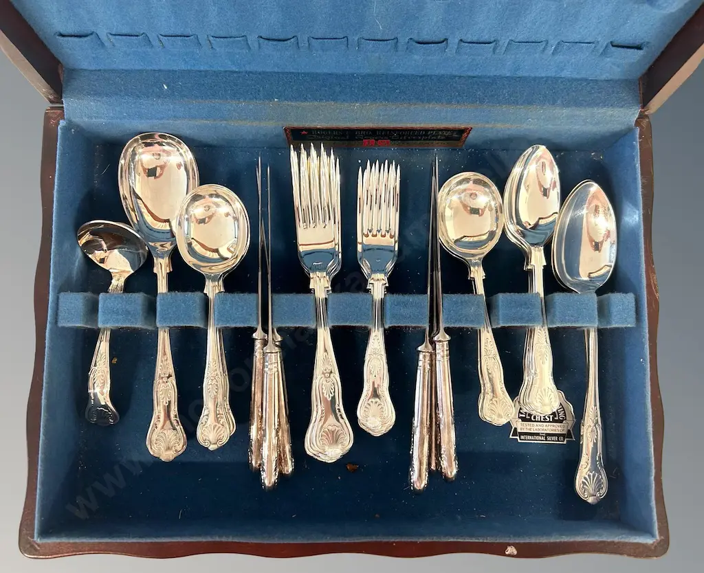 Rogers & Bros Kings Pattern Silver Plate Cutlery Canteen Image 1++