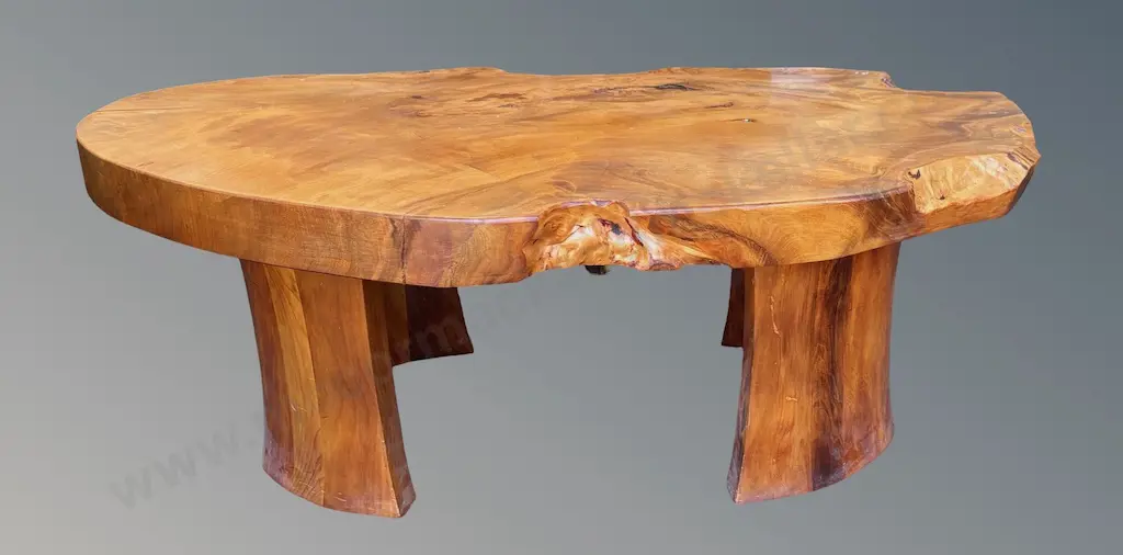 Knotted Kauri Solid Wood Coffee Table with Paua Inlay, H38xL106xD62cm Image 1++