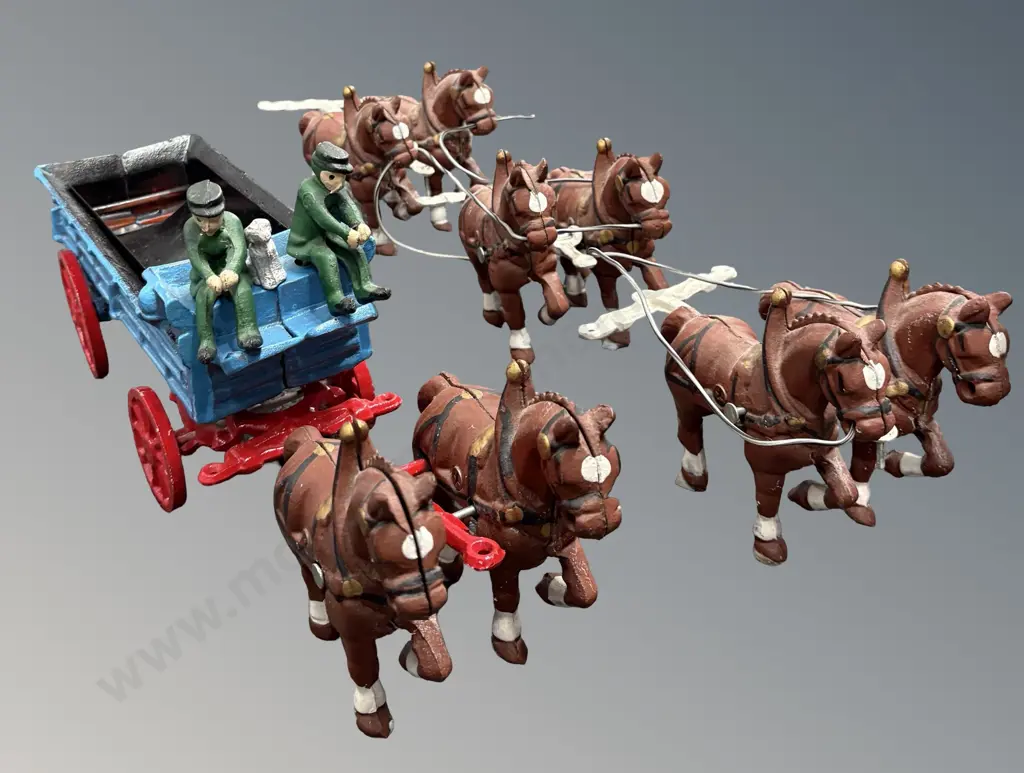 Lead Horse Drawn Wagon Toy Set with extra horses  Image 1++