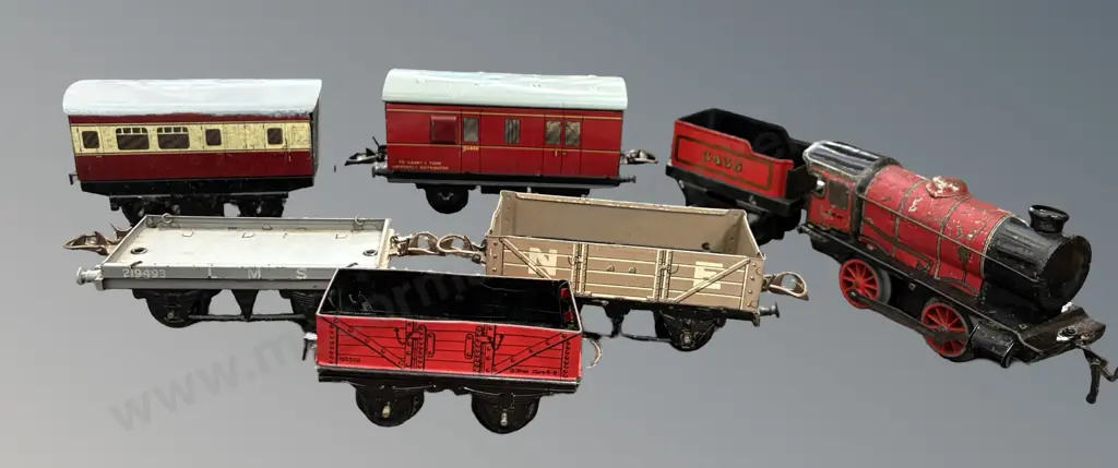 Hornby Tin Gauge Steam Loco Train with Asst. Hornby Tenders & Carriages Image 1++