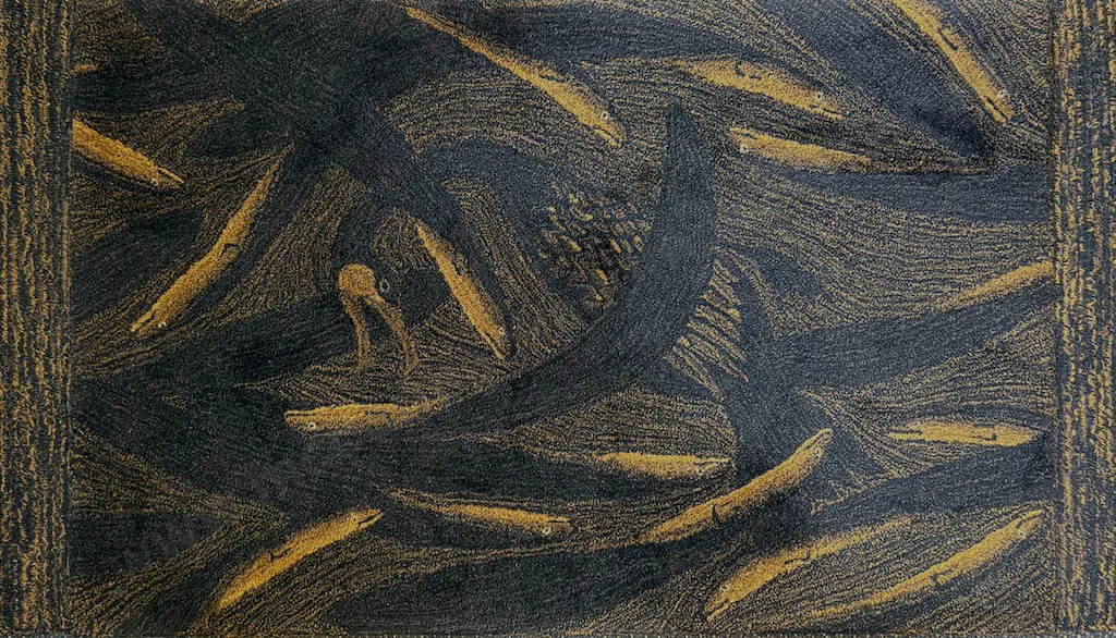 Bing Dawe - Eels with Shag, W/P Dilana Rug, 127x70cm Image 1++