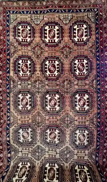 Persian Rug, Salmon, Cream and Blue Tones, 320 x 172cm Image 1++