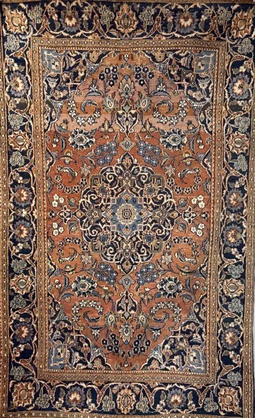 Persian Rug - Terracotta & Blue Tones, 205x135cm Image 1++