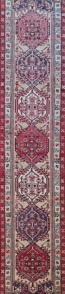 Mahal Persian Runner - Red, Cream and Brown Tones, 334x71cm Image 1++