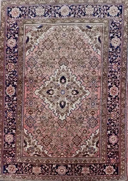 Persian Rug - Pink, Navy and Brown Tones, 208x150cm Image 1++