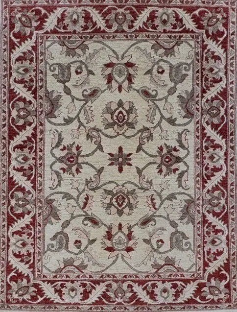 Wool Rug - Red, Cream & Brown Tones 199x151cm Image 1++