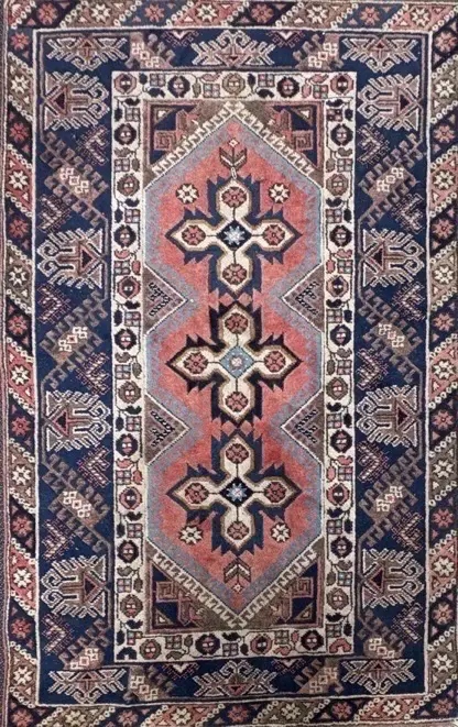 Persian Rug - Blues and Terracotta Tones, 190x118cm Image 1++