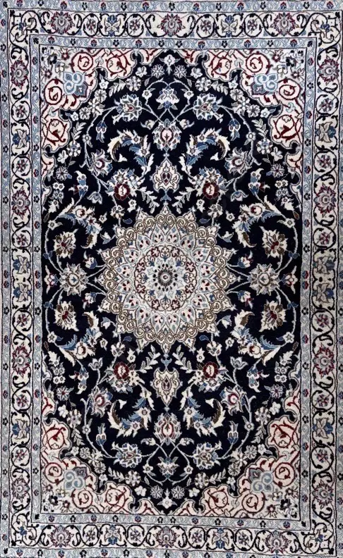 Persian Rug - Navy and Cream Tones, 180x110cm Image 1++