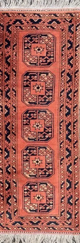Persian Runner - Terracotta and Navy Tones, 144x57cm Image 1++
