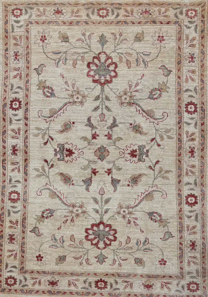 Wool Rug - Cream & Red Tones 206x147cm Image 1++