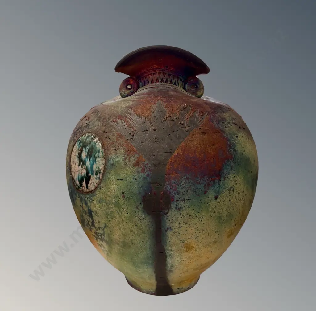 Mark James - Pottery Raku Pot, H23cm Image 1++