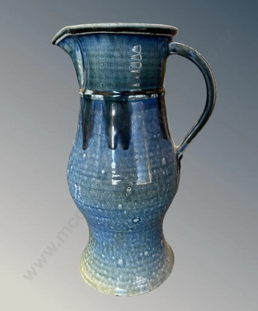 Signed Salt Glazed Pottery Wine Pitcher, H35cm Image 1++