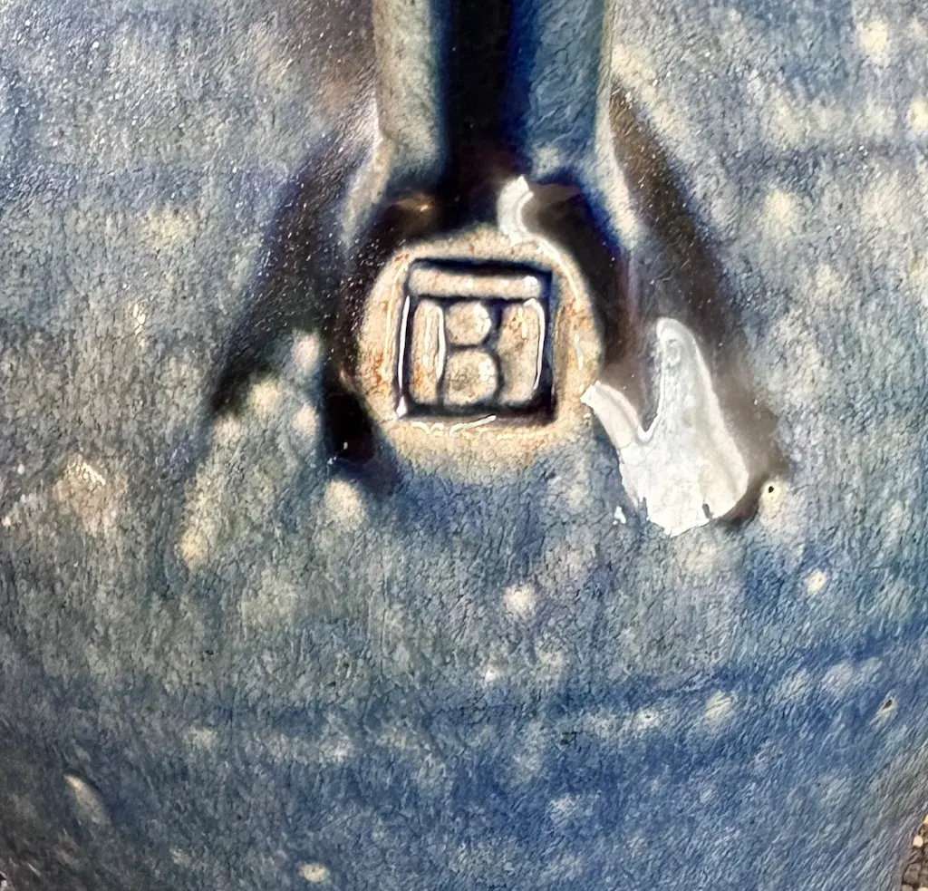 Signed Salt Glazed Pottery Wine Pitcher, H35cm Image 1++