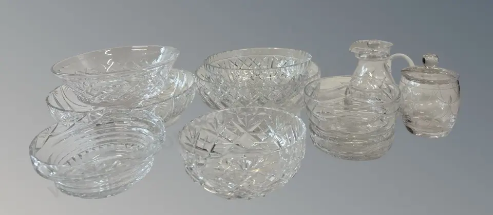 Assorted Crystal Bowls, Dishes, Vinaigrette, & Sugar Bowl, incl Webb Corbett & Stuart Image 1++