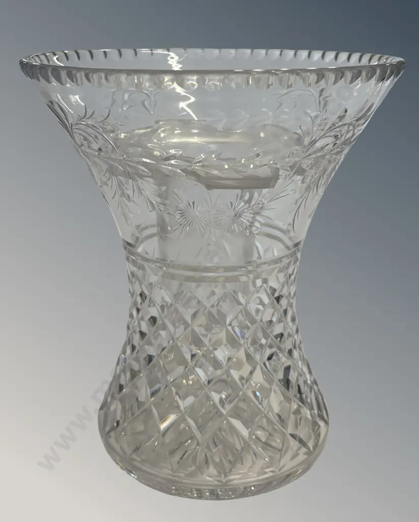 Stuart Crystal Vase with Stem Insert (A/F scratches to vase and chips to insert) H20cm Image 1++