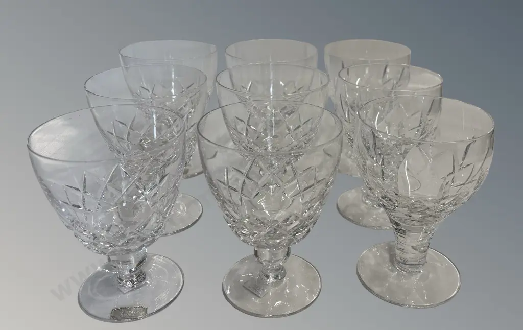 Set of 6 Stuart Crystal Goblets, and 3 Stuart Crystal Goblets Image 1++