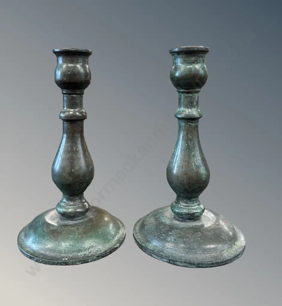 Pair of Bronzed Candlesticks H16cm Image 1++