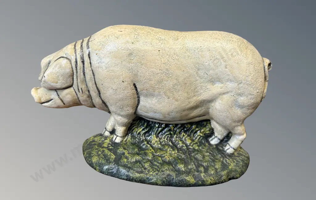 Cast Iron Painted Pig Door Stop, H12xW20cm Image 1++