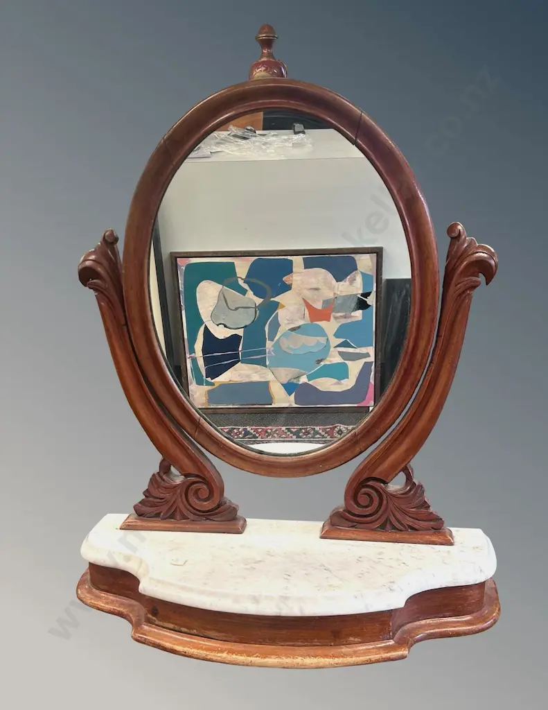 Mahogany and Marble Top Dressing Table Mirror Image 1++