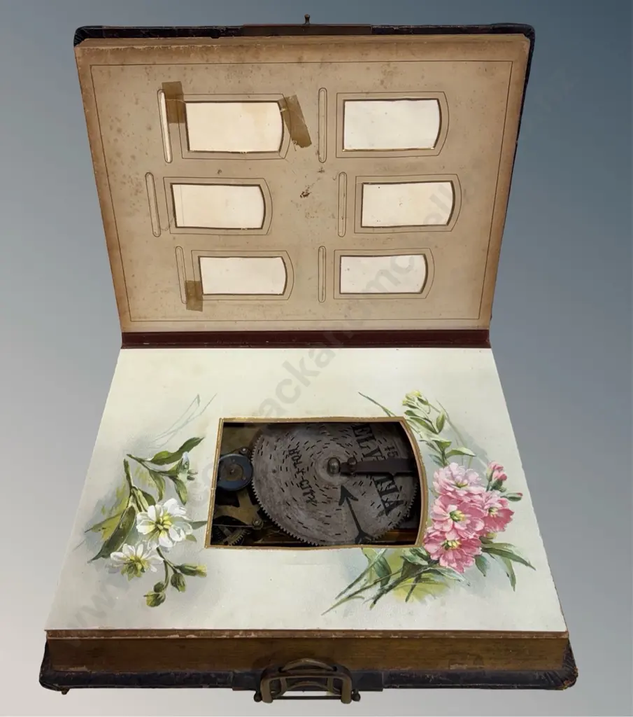 Victorian Musical Photograph Album, Gilt and Leather Bound Image 1++