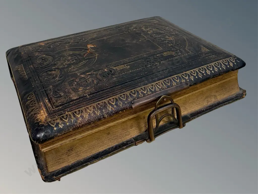 Victorian Musical Photograph Album, Gilt and Leather Bound Image 1++