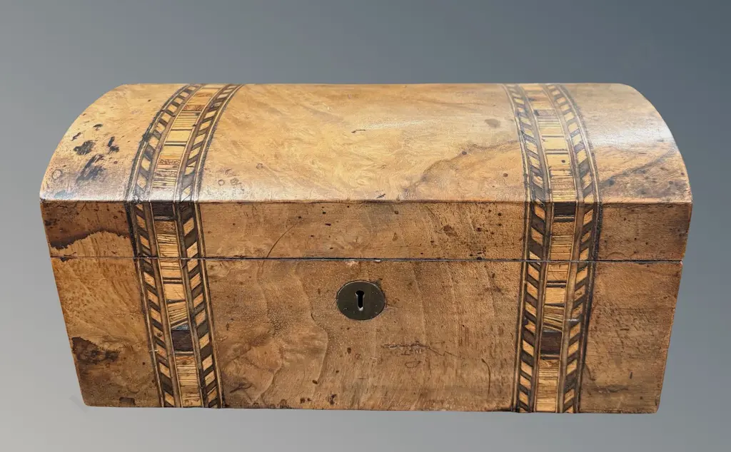 Dome Topped Walnut Tea Caddy Image 1++