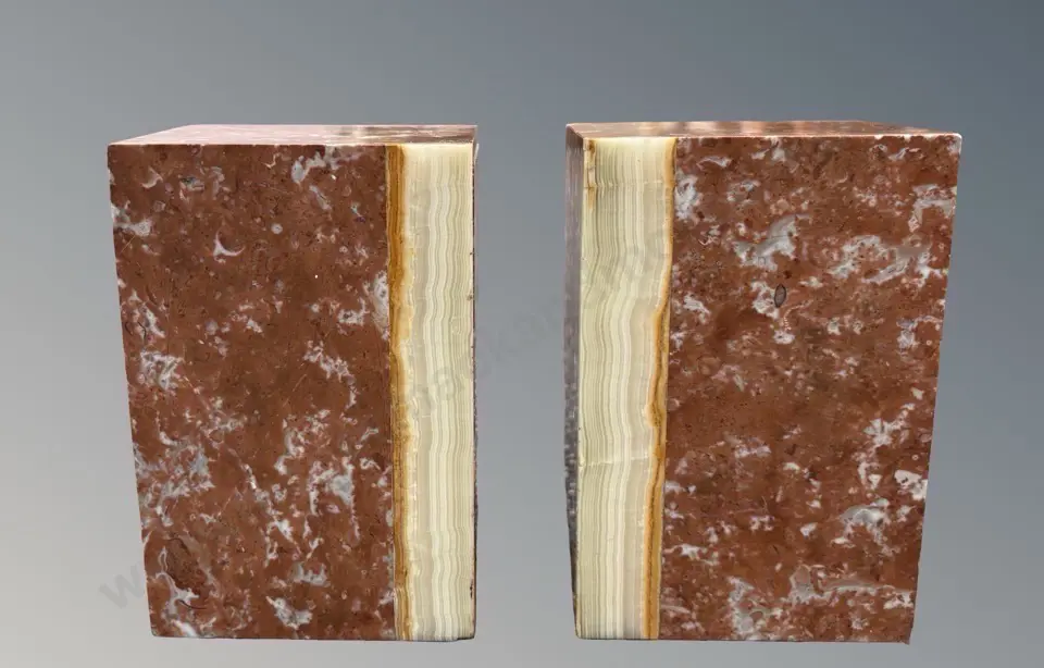 Pair of Marble Rectangle Bookends (hollow), H16xW10.5xD8cm each Image 1++