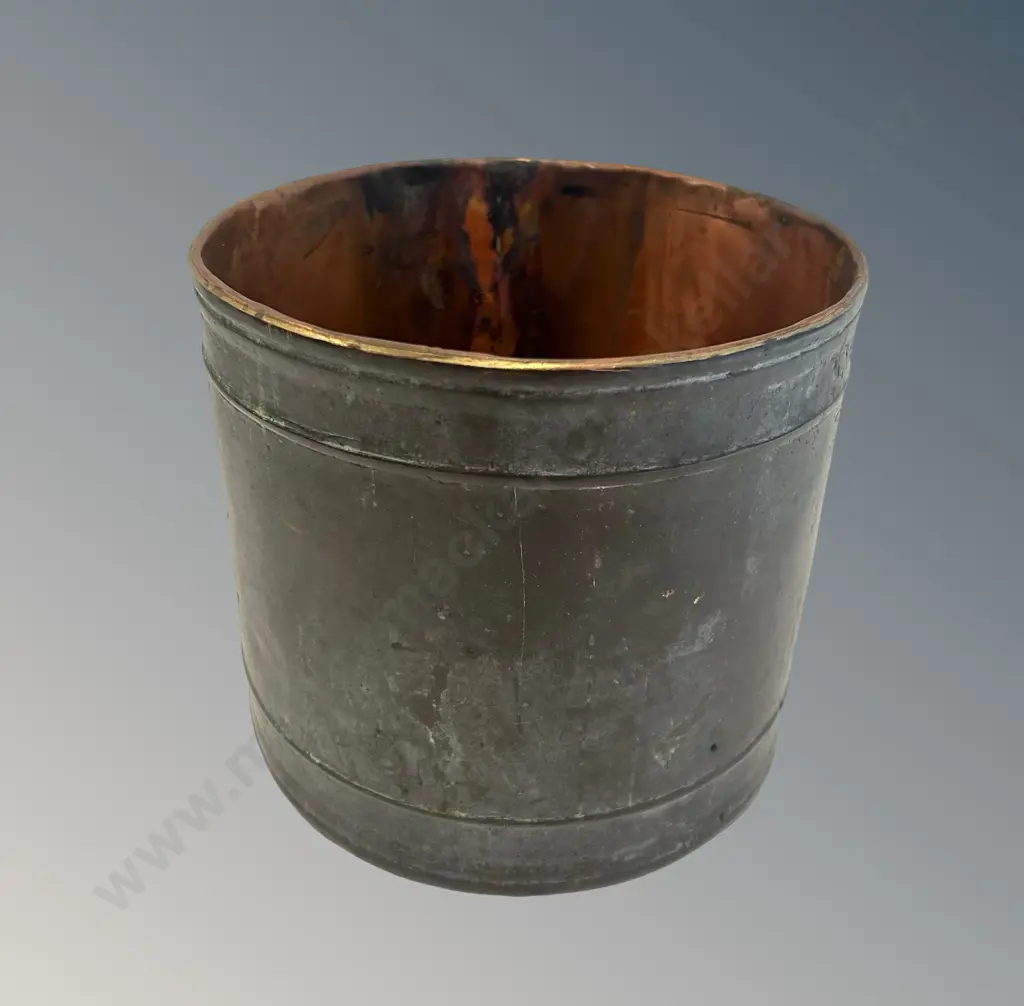 Copper and Brass Handled Container, Dia22xH17cm Image 1++