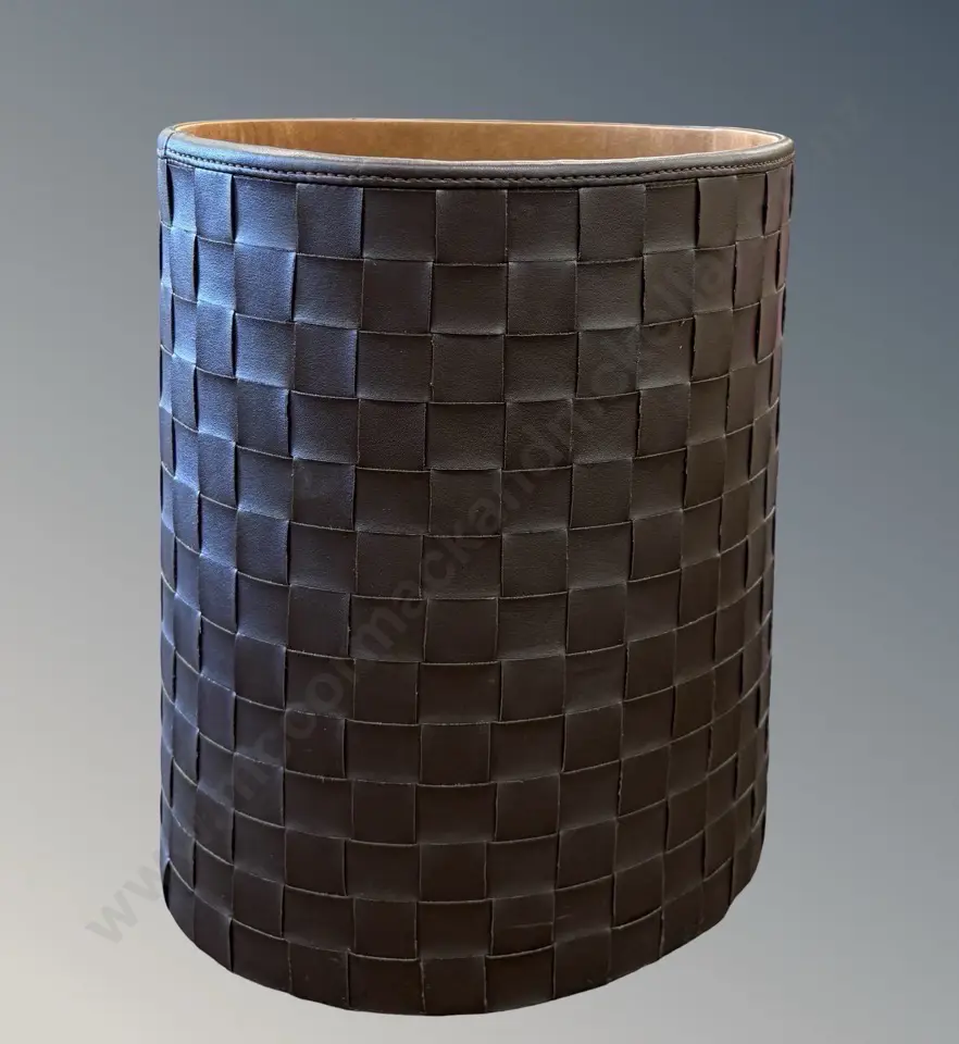 Faux Leather Woven Wastepaper Basket, H31cm Dia25cm Image 1++