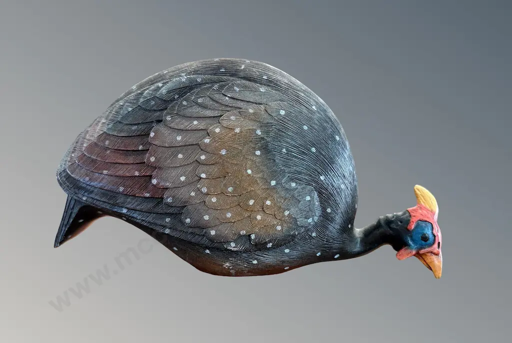 Feathers Miniatures Hand Carved Guinea Fowl, H9xL18cm Image 1++