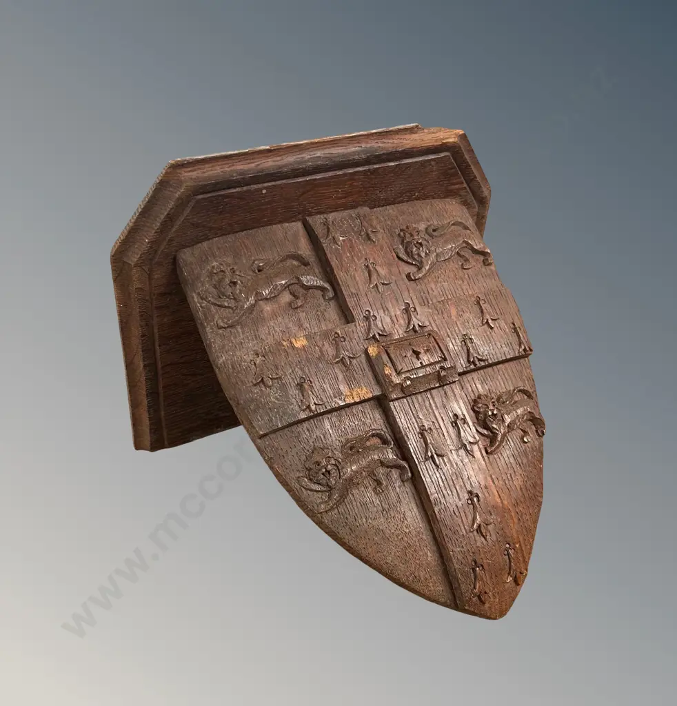 Oak Shield Wall Mounted Shelf Image 1++