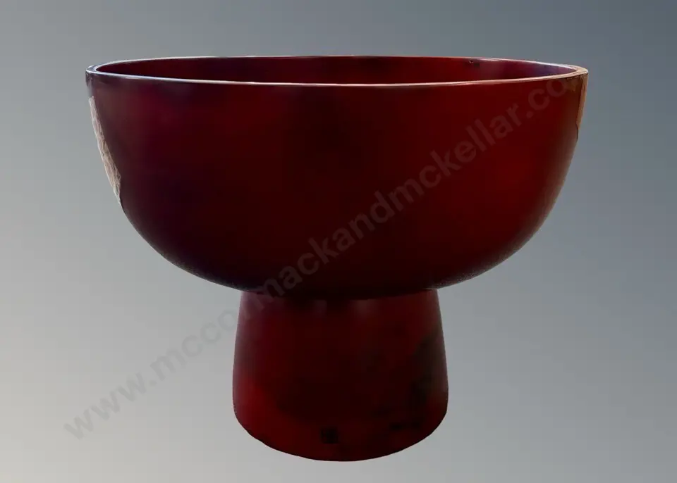Japanese Style Red Lacquered Footed Bowl, H32cm Dia41cm Image 1++