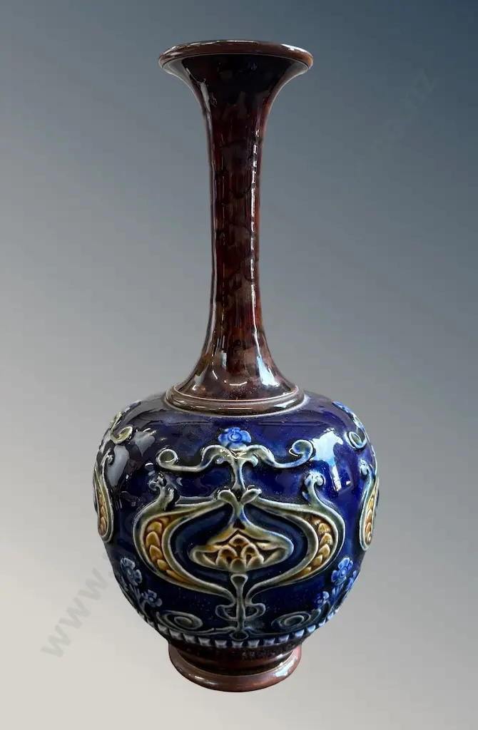 Doulton Lambeth Art Nouveau Onion Shaped Vase H26cm Image 1++