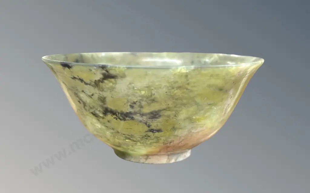 Fine Green Jade Bowl, H4.5cmxDia10cm Image 1++