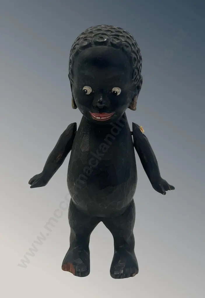 Early Articulated Wooden Americana Doll, AF, H14.5cm Image 1++