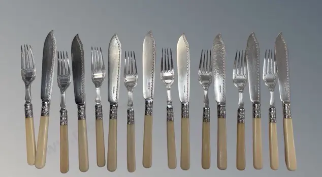 Bone Handled Fish Knife and Fork Set - 16 piece Image 1++