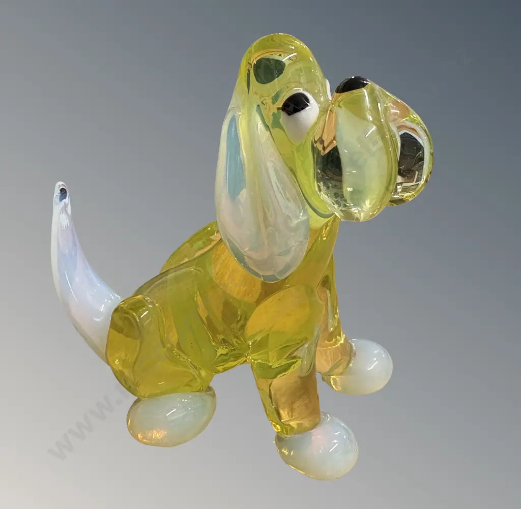 Murano Opalescent Glass Dog Figurine, H12cm Image 1++