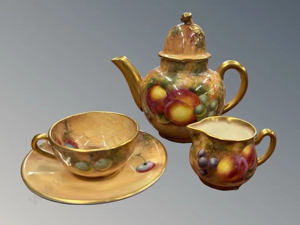 Royal Worcester Fruit Pattern Miniature Teaset AF Image 1++