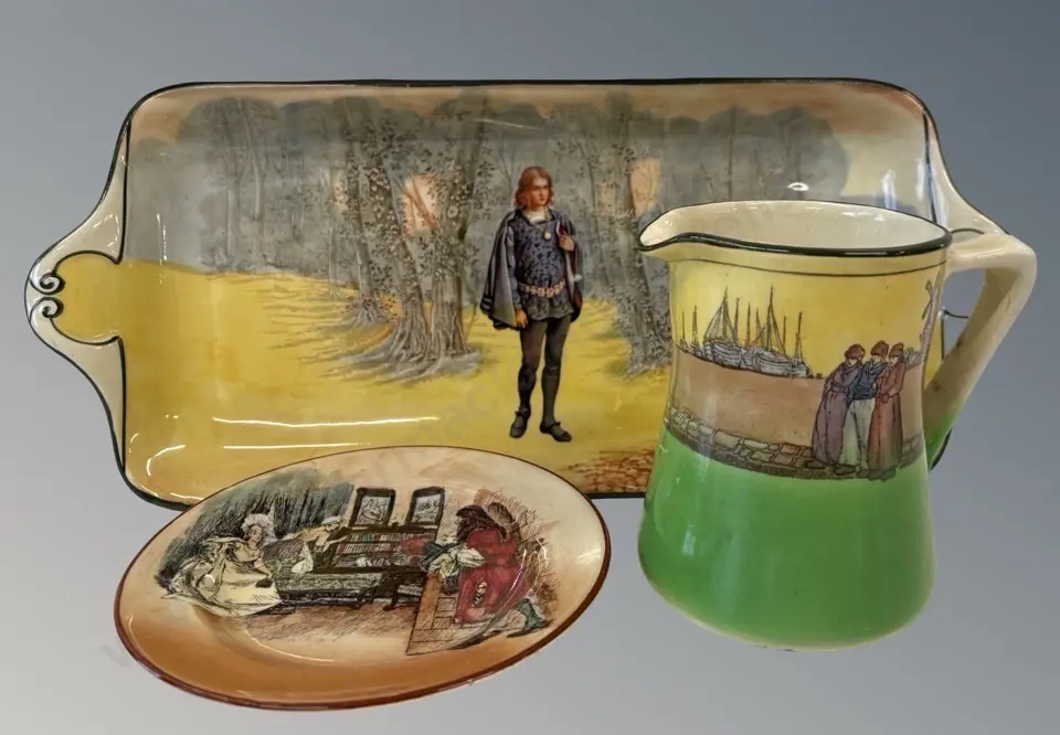 Royal Doulton 'Hamlet' Sandwich Plate, Sir Roger Coverley Plate & Jug Image 1++