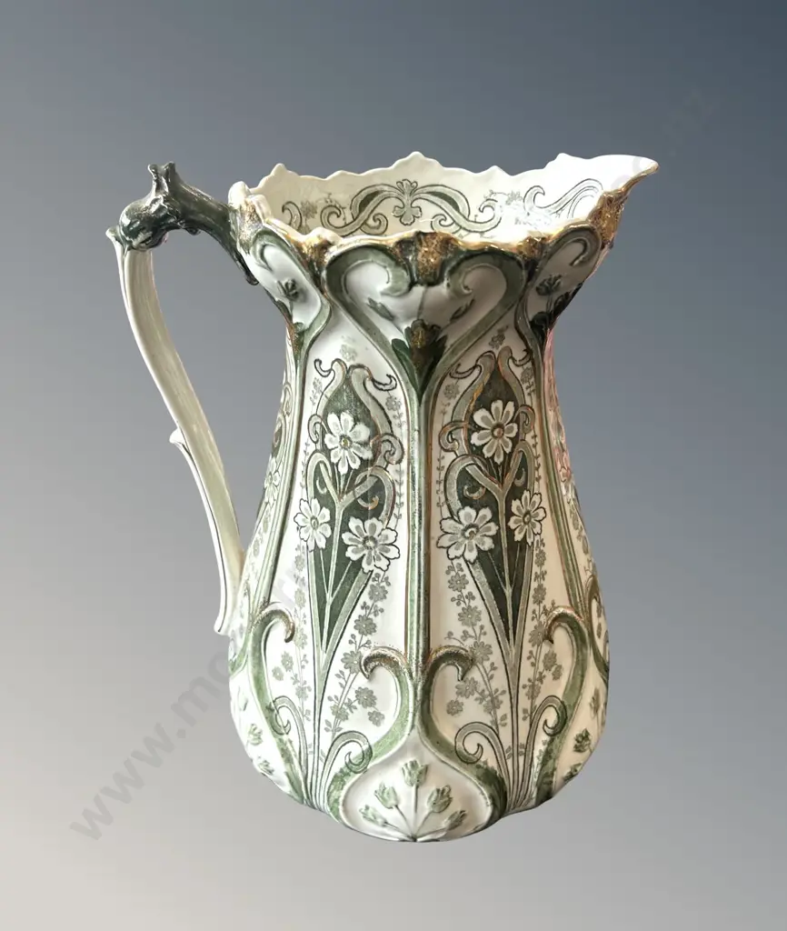 Large Green Floral Pitcher, H30cm Image 1++