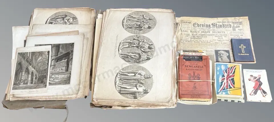 Folder of General View of Westminster & Early Etchings, 1928 Evening Standard Newspaper, Postcards, Early Brochures/Maps Image 1++